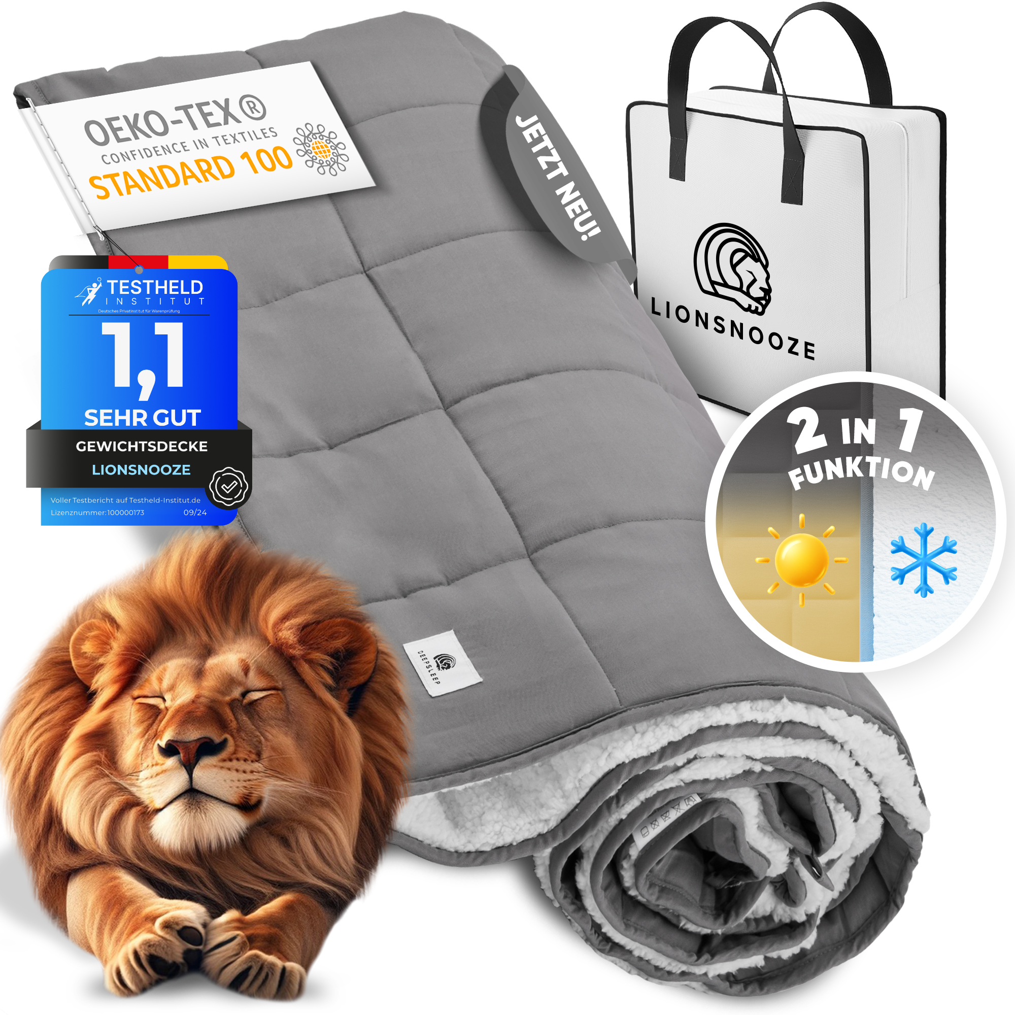 Lionsnooze GEWICHTSDECKE - Weighted Blanket 7Kg 135x200cm
