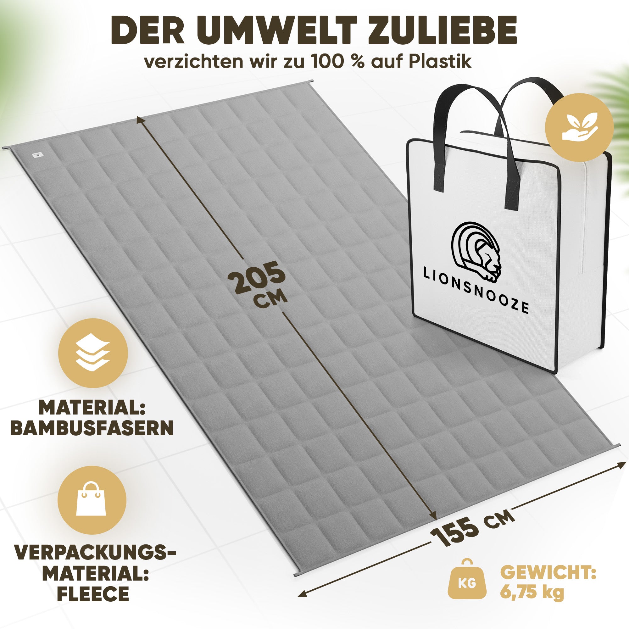 Lionsnooze GEWICHTSDECKE - Weighted Blanket 7Kg 135x200cm